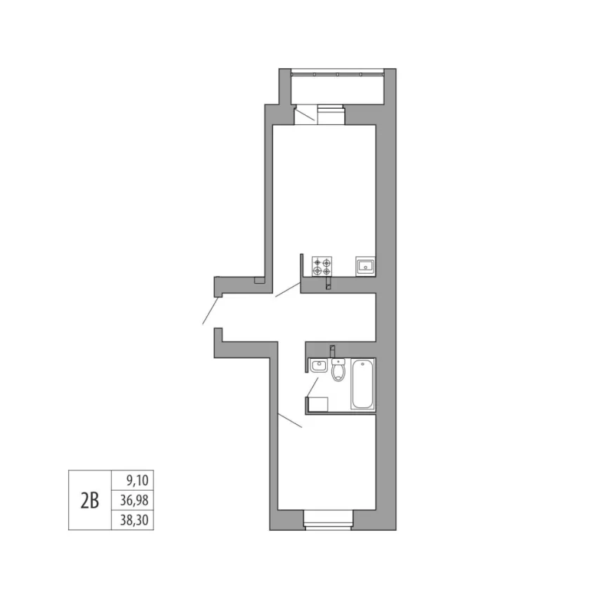 Купить 2-комнатную квартиру (2В) ЖК Восьмое небо г.Кукмор жилой дом №1